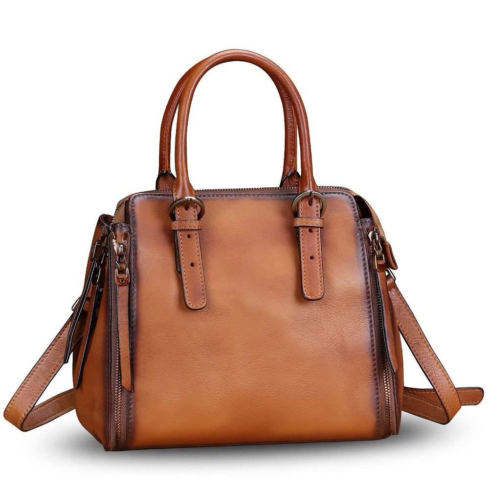 Genuine Leather Handbags Satchel Purse Vintage Handmade Top-Handle V :]